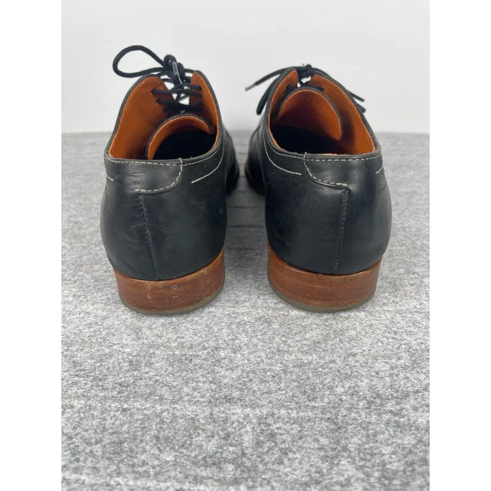 Van Lier‎ men's classic black oxford dress shoes size 10, contrast stitching